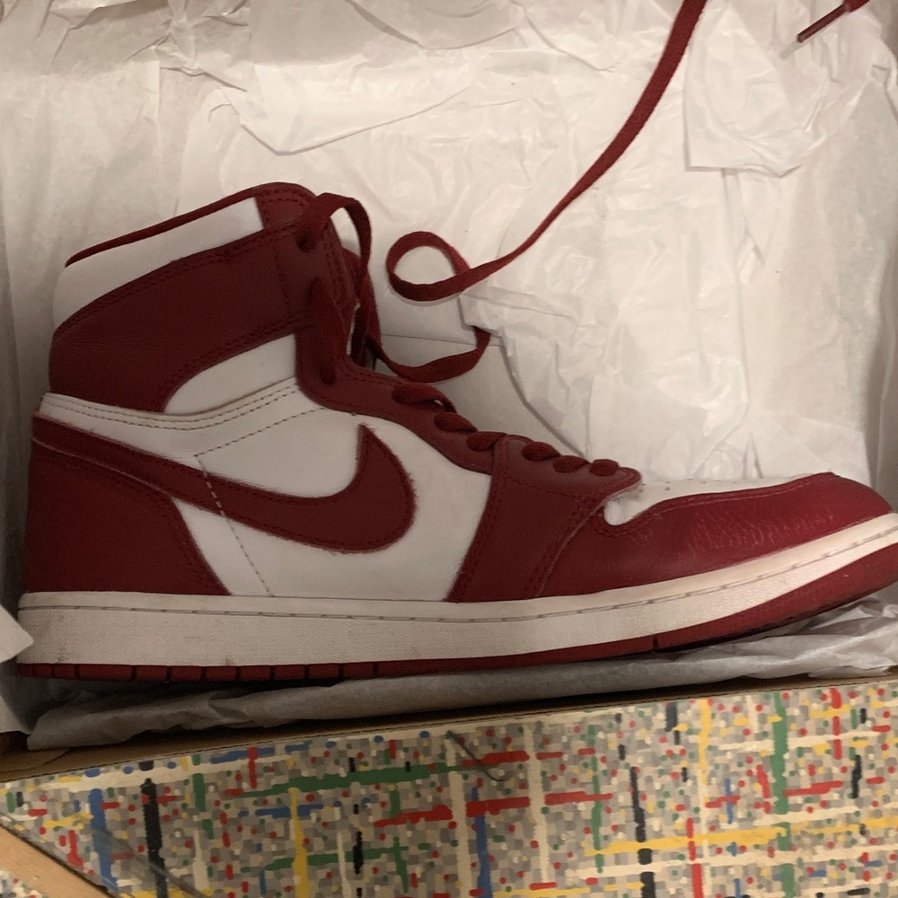 Nike Red and White High-Top Sneakers - Picture 6 of 8